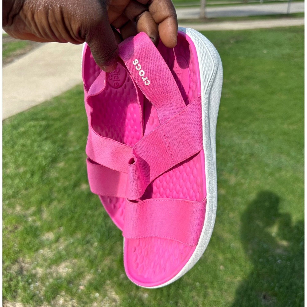 Crocs Women's LiteRide Stretch Sandals Size 7 Pink Shoes‎ - Picture 11 of 14